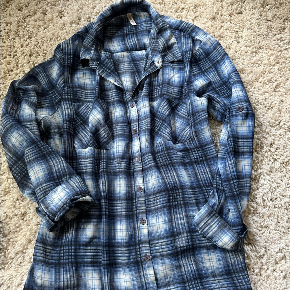 Xhilaration XXL blue outdoorsy flannel womens oversized cute flannel jac…